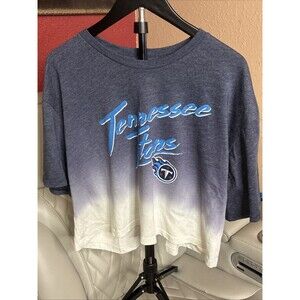 Ladies Majestic Tennessee Titans Crop Top T-Shirt Henry Tie-Dye NWT Medium